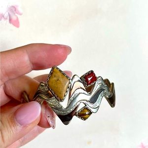 Navajo artist designed silver and stone bracelet